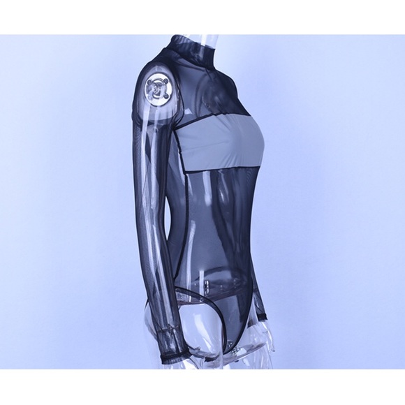 Black, Mesh & Flash Gray Body Suit - Picture 6 of 8